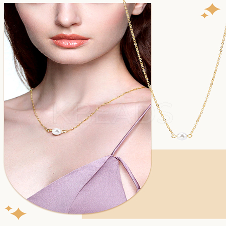 1Pc ABS Imitation Pearl Round Pendant Necklaces NJEW-LP0009-11-1