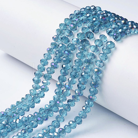Electroplate Transparent Glass Beads Strands EGLA-A034-T6mm-F17-1