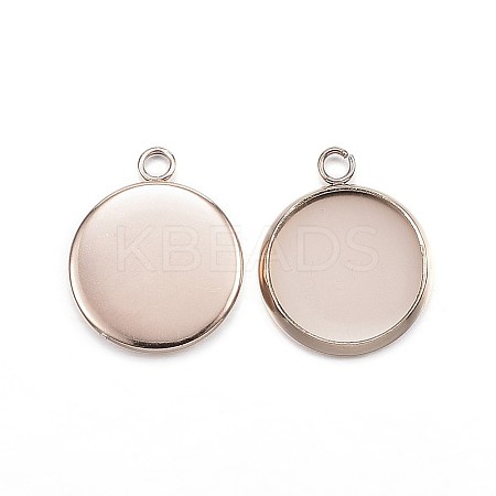 Ion Plating(IP) 304 Stainless Steel Pendant Cabochon Settings LS-X-STAS-G127-13-12mm-RG-1