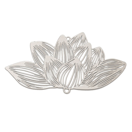 201 Stainless Steel Laser Cut Lotus Flower Links Connector Charms STAS-S147-06-1