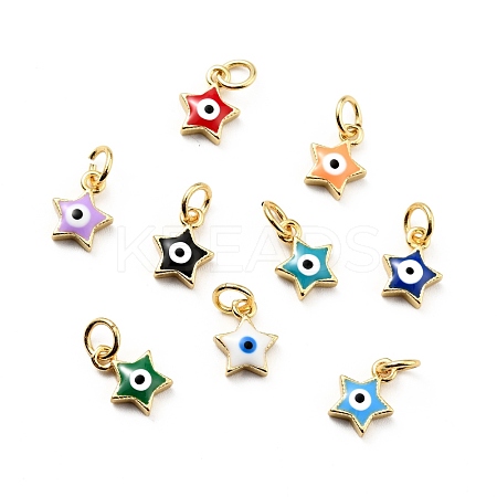 Rack Plating Brass Enamel Charms KK-G387-06G-1