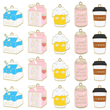 20Pcs 5 Styles Alloy Enamel Pendants ENAM-CJ0005-04-1