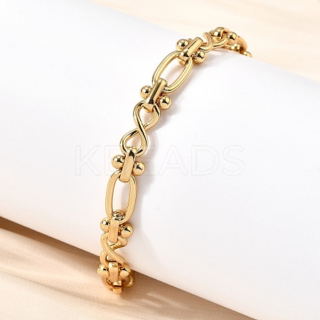 304 Stainless Steel Oval & Infinity Link Chain Bracelets for Women BJEW-K226-14A-G-1