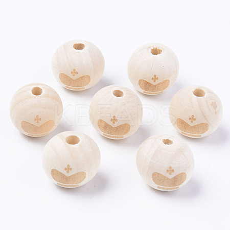 Unfinished Natural Wood European Beads WOOD-S057-002B-1