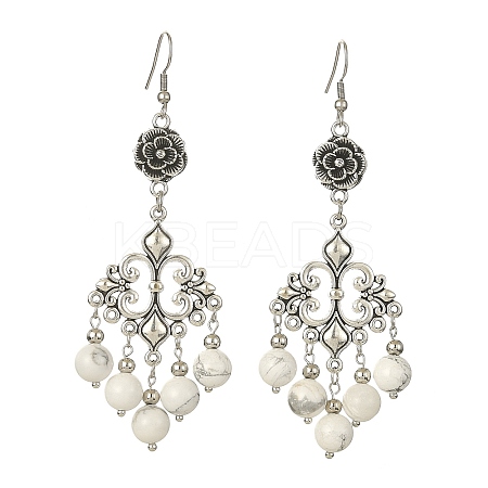 Natural Howlite Beaded Drop Earrings EJEW-JE05385-01-1
