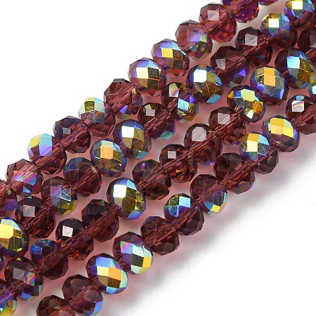 Electroplate Transparent Glass Beads Strands EGLA-A046-01A-14-1