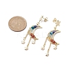 Chakra Moon Copper Wire Wrapped Gemstone Stud Earring EJEW-TA00484-3