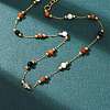 Natural Agate & Howlite & Synthetic Goldstone Faceted Round Bead 304 Stainless Steel Cable Chain Anklets for Women AJEW-G072-01G-2