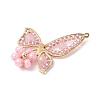Natural Rose Quartz & Glass Seed Beads Pendants PALLOY-MZ00309-3