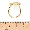 Heart Brass Micro Pave Cubic Zirconia Cuff Rings for Women RJEW-A069-12G-7