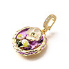 Brass Micro Pave Cubic Zirconia & Enamel Pendants KK-R222-09G-03-2