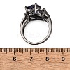 Heart Brass Micro Pave Cubic Zirconia Finger Rings FS-WG4D14B-05-3