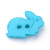 2-Hole Opaque Solid Color Bunny Acrylic Buttons BUTT-S020-35-4