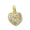 Heart Theme Brass Micro Pave Cubic Zirconia Charms KK-H475-56G-05-1