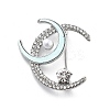 Alloy Crystal Rhinestone Double Moon Brooches JEWB-C037-03P-1