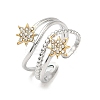 Sun 304 Stainless Steel Rhinestone Cuff Rings LS-RJEW-D338-04GP-2