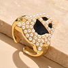 Ghost Brass Enamel Cuff Rings for Women RJEW-B117-02G-1