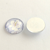 Flower Pattern Flatback Half Round Glass Dome Cabochons GGLA-R026-10mm-08-2