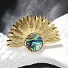 Flower 304 Stainless Steel Paua Shell Finger Rings for Women RJEW-G346-11G-01-3