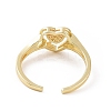 Clear Cubic Zirconia Heart Open Cuff Ring RJEW-G283-10G-3