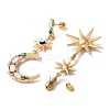 Rhinestone Moon & Star Asymmetrical Earrings EJEW-WH0004-56-2