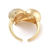Brass Micro Pave Clear Cubic Zirconia Heart Open Cuff Ring for Women RJEW-C102-11G-3