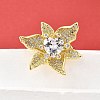 Brass Micro Pave Cubic Zirconia Cuff Rings for Women RJEW-F184-02G-1