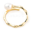 Natural Pearl Beaded Open Cuff Rings RJEW-T026-06G-5