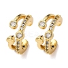 Brass Micro Pave Clear Cubic Zirconia C-Shaped with Heart Cuff Earrings LS-EJEW-D328-05G-02-4