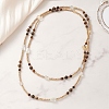 Round Natural Tiger Eye & Nuggets Topaz Beaded Wrap Long Necklaces NJEW-JN05907-01-1