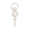 S925 Sterling Silver Heart Key Charms STER-K183-02A-S-1