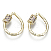Brass Micro Pave Cubic Zirconia Screw Carabiner Lock Charms KK-R136-069E-NF-1