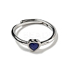 Heart Natural Lapis Lazuli Adjustable Rings RJEW-Q818-02P-03-3