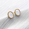 304 Stainless Steel Natural White Shell Stud Earrings EJEW-Z103-02G-02-1
