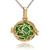 Golden Tone Brass Hollow Round Cage Pendants KK-J231-04G-1