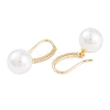 Rack Plating Brass Cubic Zirconia ABS Pearl Earring Hooks EJEW-S219-16G-01-2