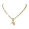 Ocean 304 Stainless Steel Lobster and Natural Pearl Bead Pendant Figaro Chain Necklaces for Women NJEW-JN06326-4