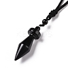Gemstone Bullet Pendant Necklace with Nylon Cord for Women G-A210-03-4