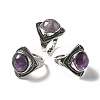 Natural Amethyst Adjustable Rings G-P560-03AS-07-4