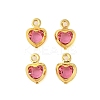 Heart Rack Plating Brass Glass Pendants KK-S385-01G-03-1
