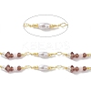 Brass Glass Bead Link Chains with ABS Imitation Pearl Beads CHS-P016-39G-05-2