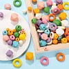 165Pcs 33 Style Painted Natural Wood Beads WOOD-LS0001-35-5