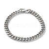 304 Stainless Steel Cuban Link Chain Bracelets for Men BJEW-Z081-01P-02-4