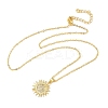 Brass Micro Pave Clear Cubic Zirconia Sun Pendant Necklaces for Women NJEW-S449-05A-G-4