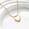 304 Stainless Steel & White Shell Heart Pendant Round Snake Chain Necklaces for Women NJEW-K255-39G-2