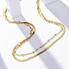 304 Stainless Steel Double Layered Necklaces LS-NJEW-U028-01G-1