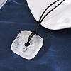 Natural Mixed Gemstone Square Pendants Black PU Leather Cord Necklaces NJEW-K285-01-4