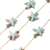 Handmade 304 Stainless Steel Synthetic Turquoise Starfish Link Chains CHS-L032-05G-01-1