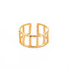 Ion Plating(IP) 304 Stainless Steel Rectangle Hollow Open Cuff Ring for Women LS-RJEW-S405-161G-1