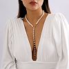 Alloy & White Imitation Pearl Round Beaded Link Chain Y Necklaces for Women FS-WG05D33-01-2
